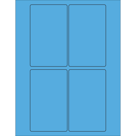 3 x 5" Fluorescent Blue Rectangle Laser Labels